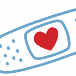 Graphic of a band-aid with a heart representing flu shots.