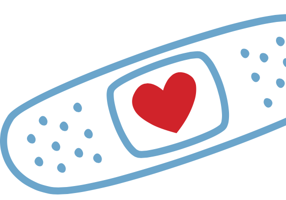 Graphic of a band-aid with a heart representing flu shots.